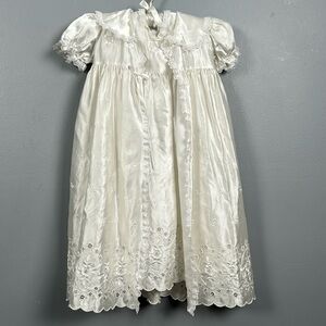 Vintage 5 piece baby outfit ivory embroidered dress robe hat Christening gown